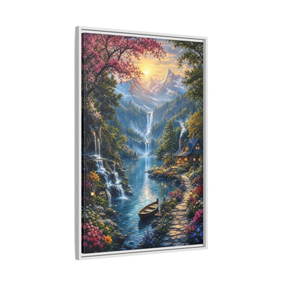 Side Mockup 9. Nature Mountain Valley Colorful Mountain Valley shown as stretched canvas wall art