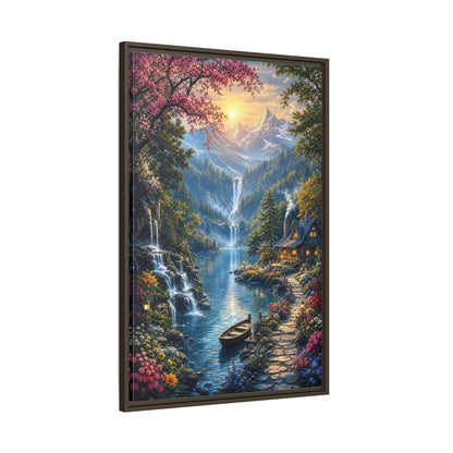 Main Mockup. Nature Mountain Valley Colorful Mountain Valley shown as stretched canvas wall art