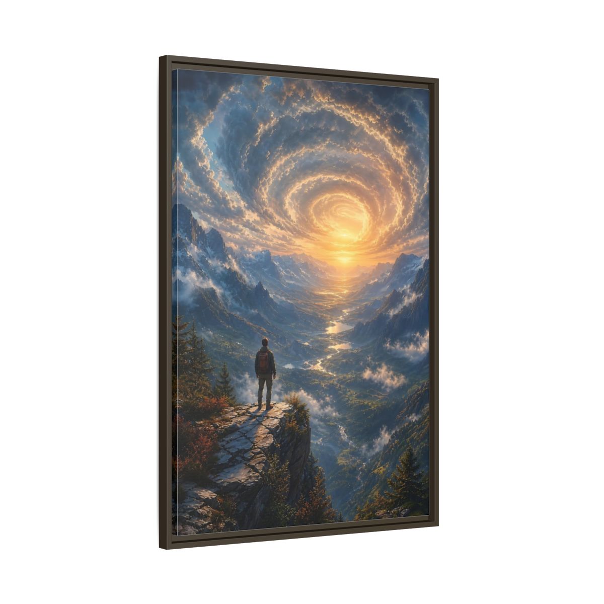 Main Mockup. Nature Mountain Valley Mountain Sunset shown as stretched canvas wall art