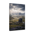 Side Mockup 4. Nature Mountain Valley Rainy Mountain Valley shown as stretched canvas wall art