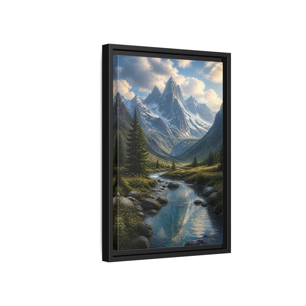 Side Mockup 6. Nature Mountain Valley Mountain River Valley shown as stretched canvas wall art