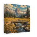 Side Mockup 2. Nature Mountain Valley Rustic Mountain shown as stretched canvas wall art