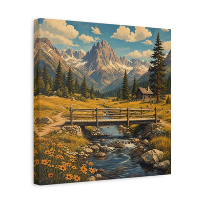 Side Mockup 7. Nature Mountain Valley Rustic Mountain shown as stretched canvas wall art