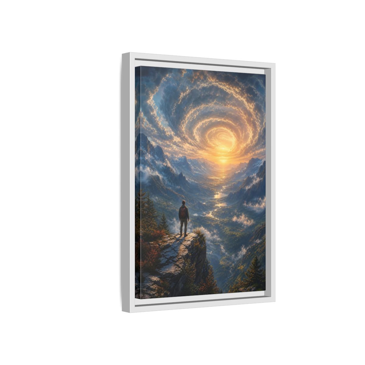 Side Mockup 4. Nature Mountain Valley Mountain Sunset shown as stretched canvas wall art