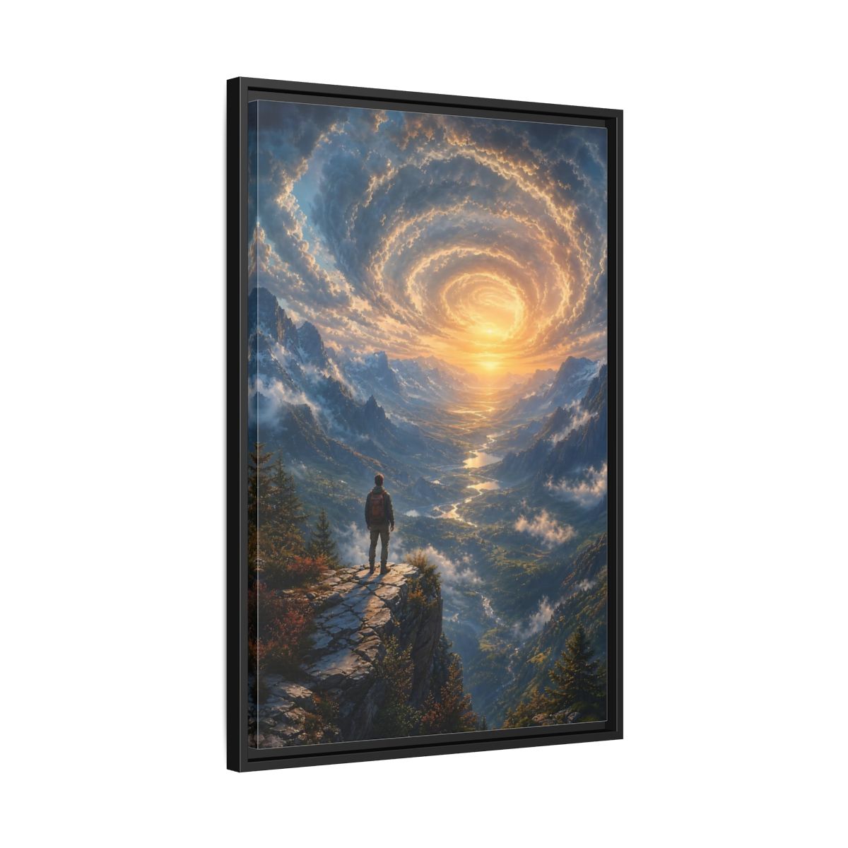 Side Mockup 14. Nature Mountain Valley Mountain Sunset shown as stretched canvas wall art