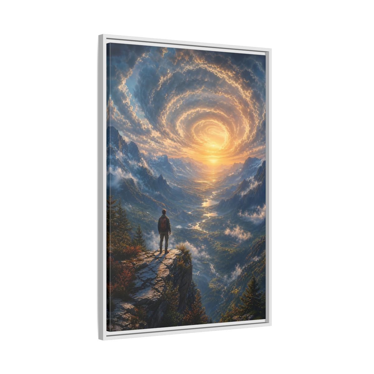 Side Mockup 9. Nature Mountain Valley Mountain Sunset shown as stretched canvas wall art
