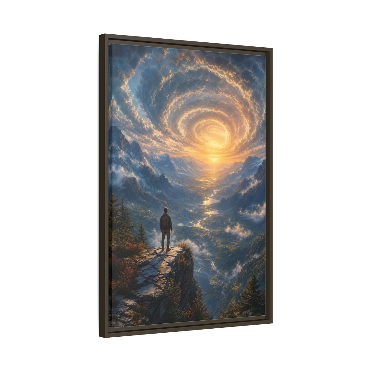 Side Mockup 11. Nature Mountain Valley Mountain Sunset shown as stretched canvas wall art