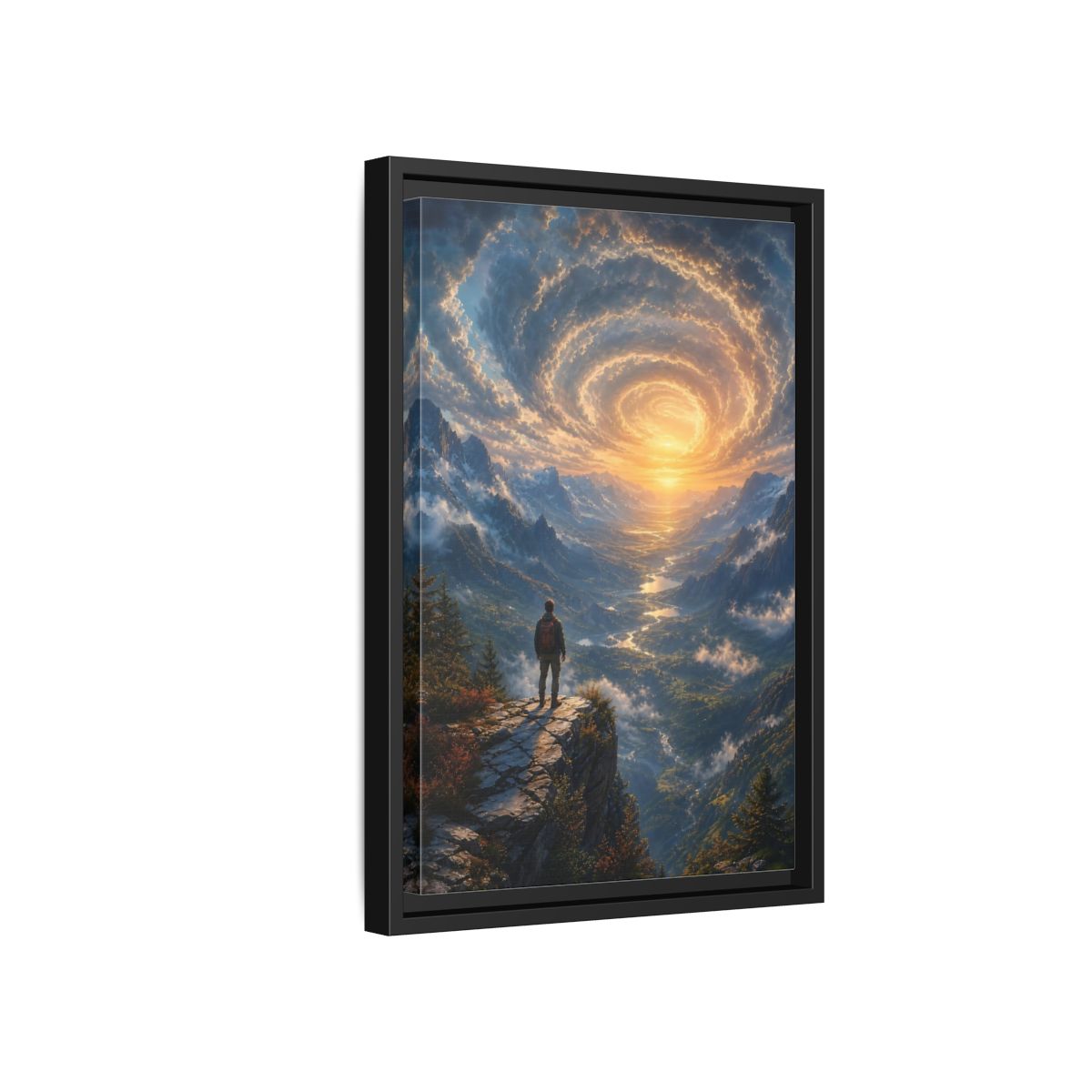 Side Mockup 6. Nature Mountain Valley Mountain Sunset shown as stretched canvas wall art