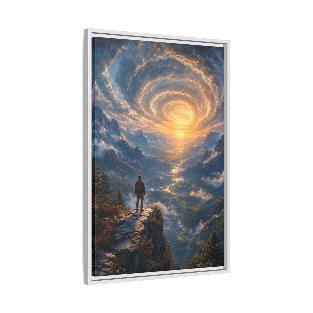Side Mockup 10. Nature Mountain Valley Mountain Sunset shown as stretched canvas wall art