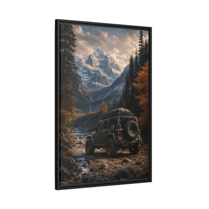 Nature Mountain Vehicle Autumn Drive Framed Canvas Wall Art - Living Room, Above Sofa shown as canvas wall art