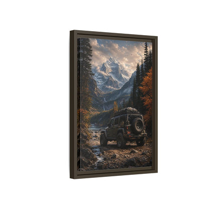 Nature Mountain Vehicle Autumn Drive Framed Canvas Wall Art - Living Room, Above Sofa shown as canvas wall art
