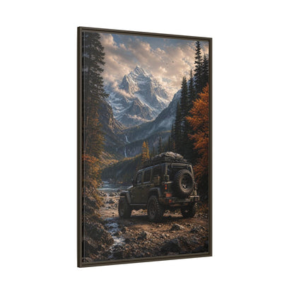 Nature Mountain Vehicle Autumn Drive Framed Canvas Wall Art - Living Room, Above Sofa shown as canvas wall art