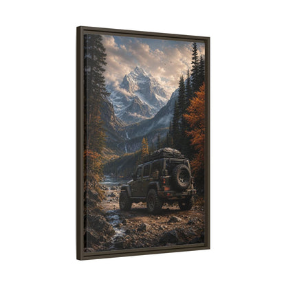 Nature Mountain Vehicle Autumn Drive Framed Canvas Wall Art - Living Room, Above Sofa shown as canvas wall art