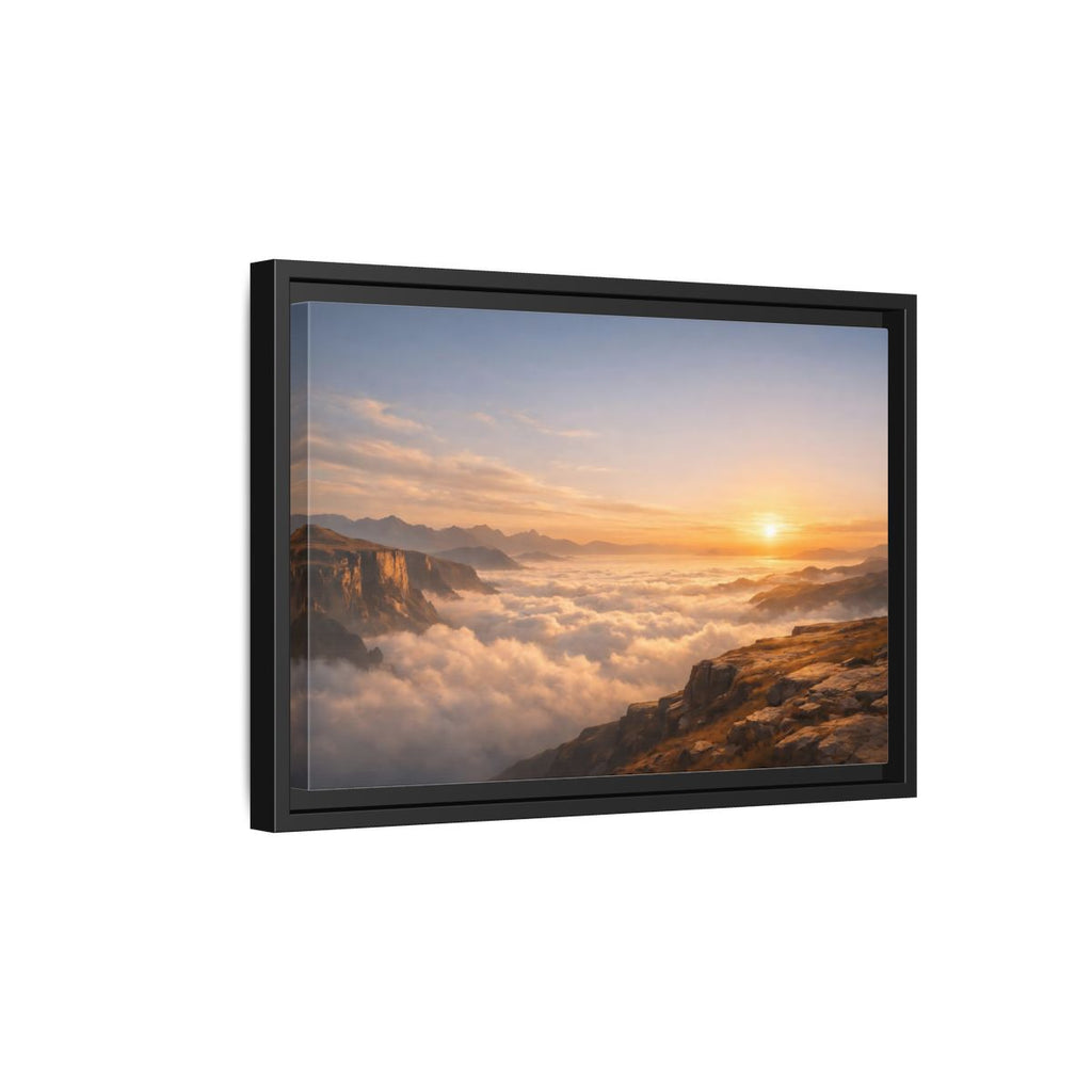 Side Mockup 6. Nature Mountain Vista Orange Blue Landscape shown as stretched canvas wall art