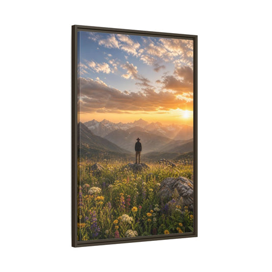 Main Mockup. Nature Mountain Vista Sunset Mountain Landscape shown as stretched canvas wall art
