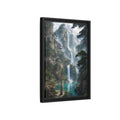Side Mockup 6. Nature Mountain Waterfalls Misty Teal Mountains shown as stretched canvas wall art
