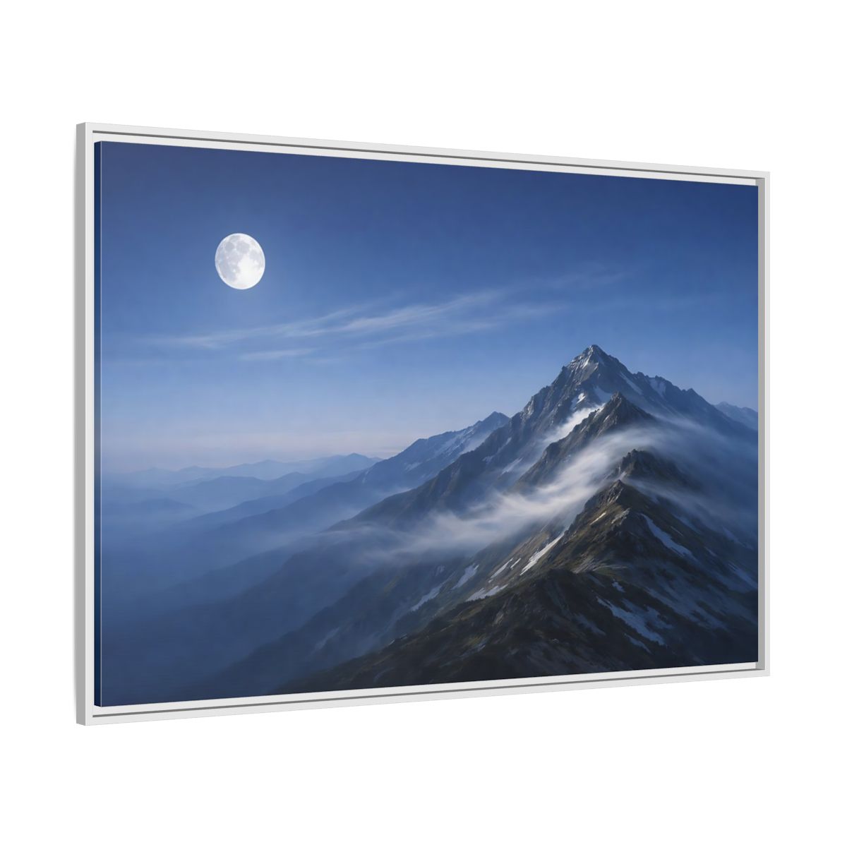 Side Mockup 7. Nature Mountains Blue Mountain shown as stretched canvas wall art