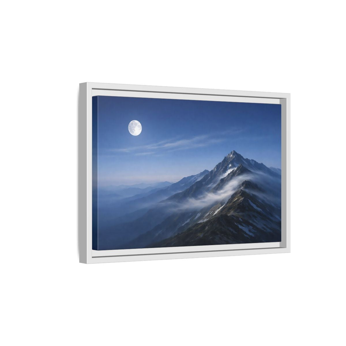 Side Mockup 4. Nature Mountains Blue Mountain shown as stretched canvas wall art