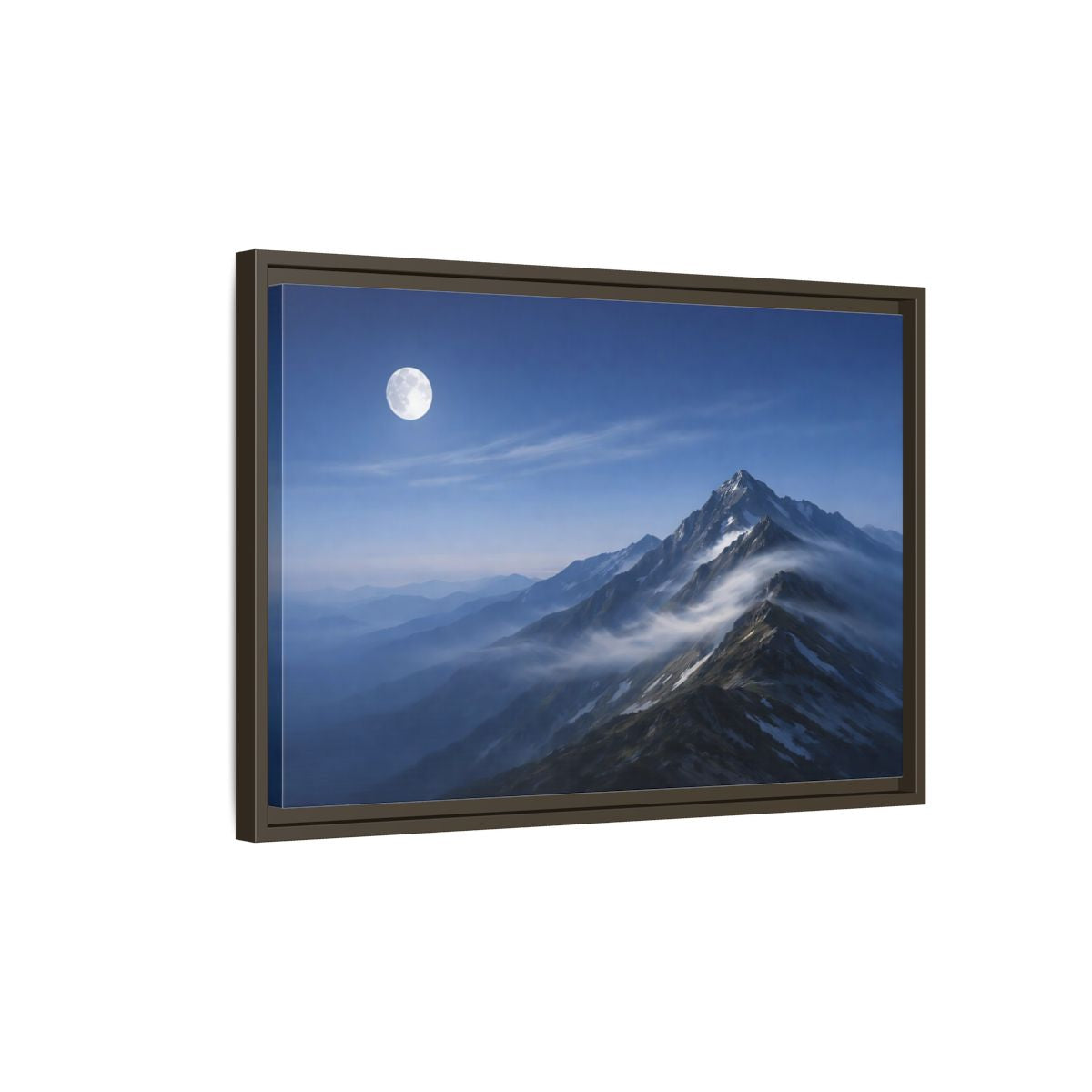 Side Mockup 2. Nature Mountains Blue Mountain shown as stretched canvas wall art