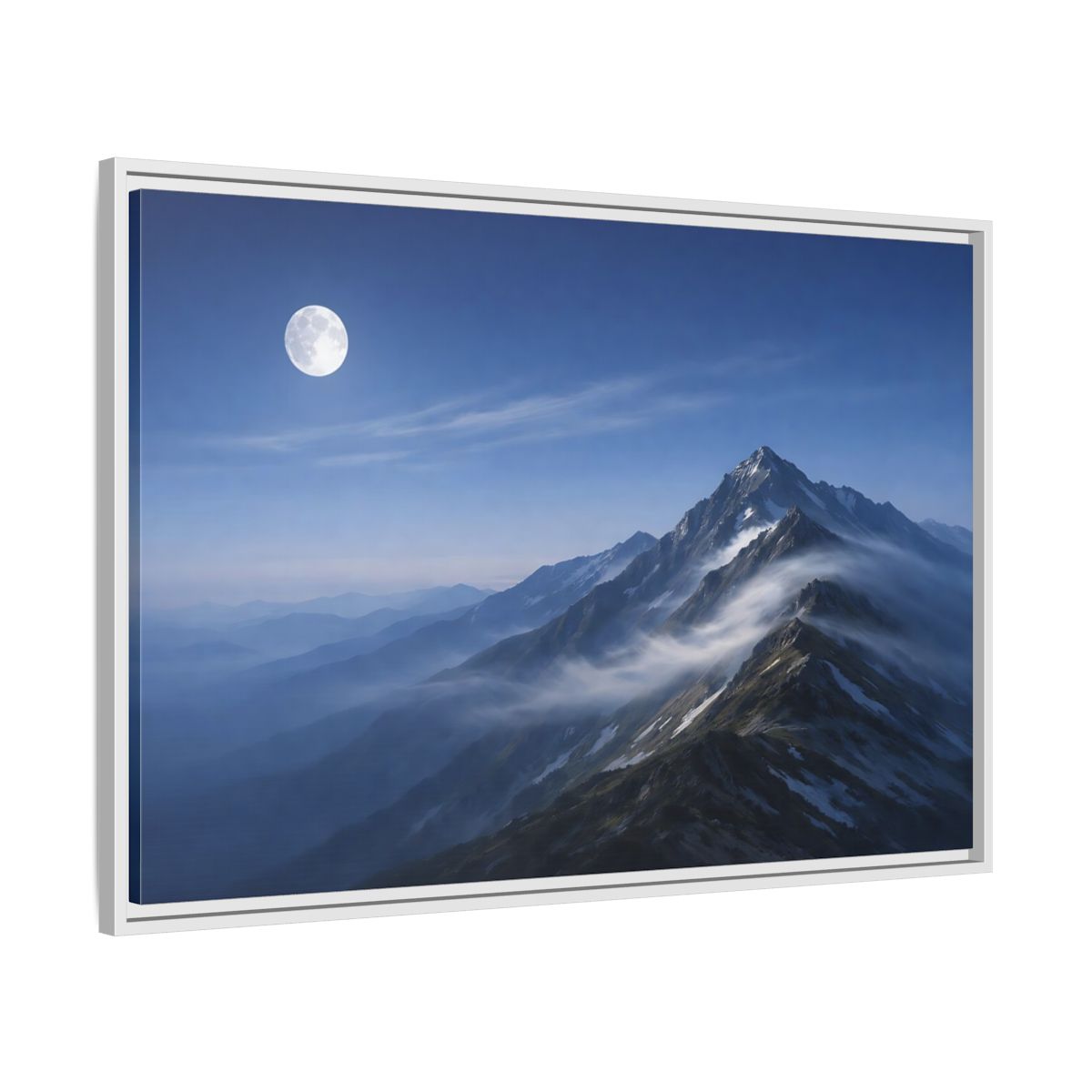 Side Mockup 9. Nature Mountains Blue Mountain shown as stretched canvas wall art