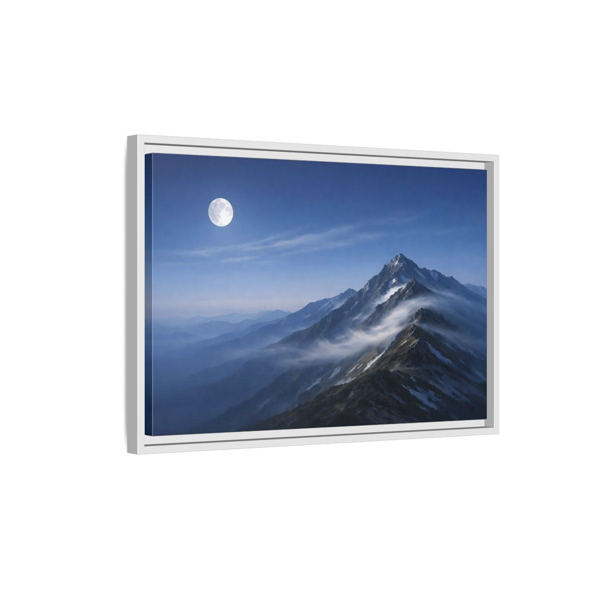 Side Mockup 1. Nature Mountains Blue Mountain shown as stretched canvas wall art