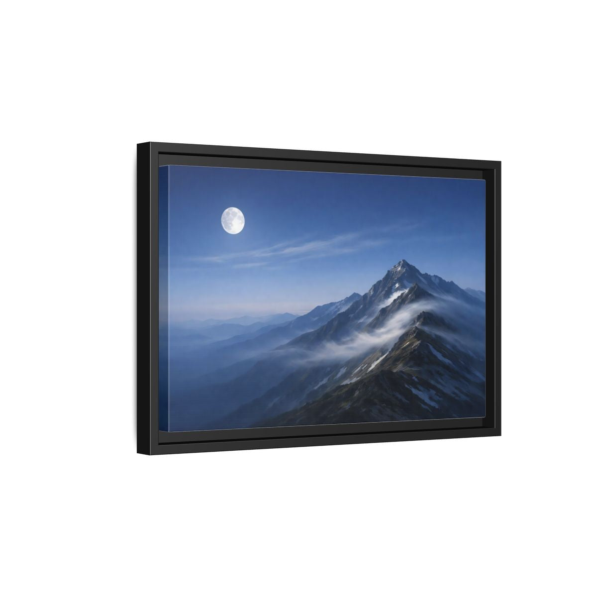 Side Mockup 6. Nature Mountains Blue Mountain shown as stretched canvas wall art