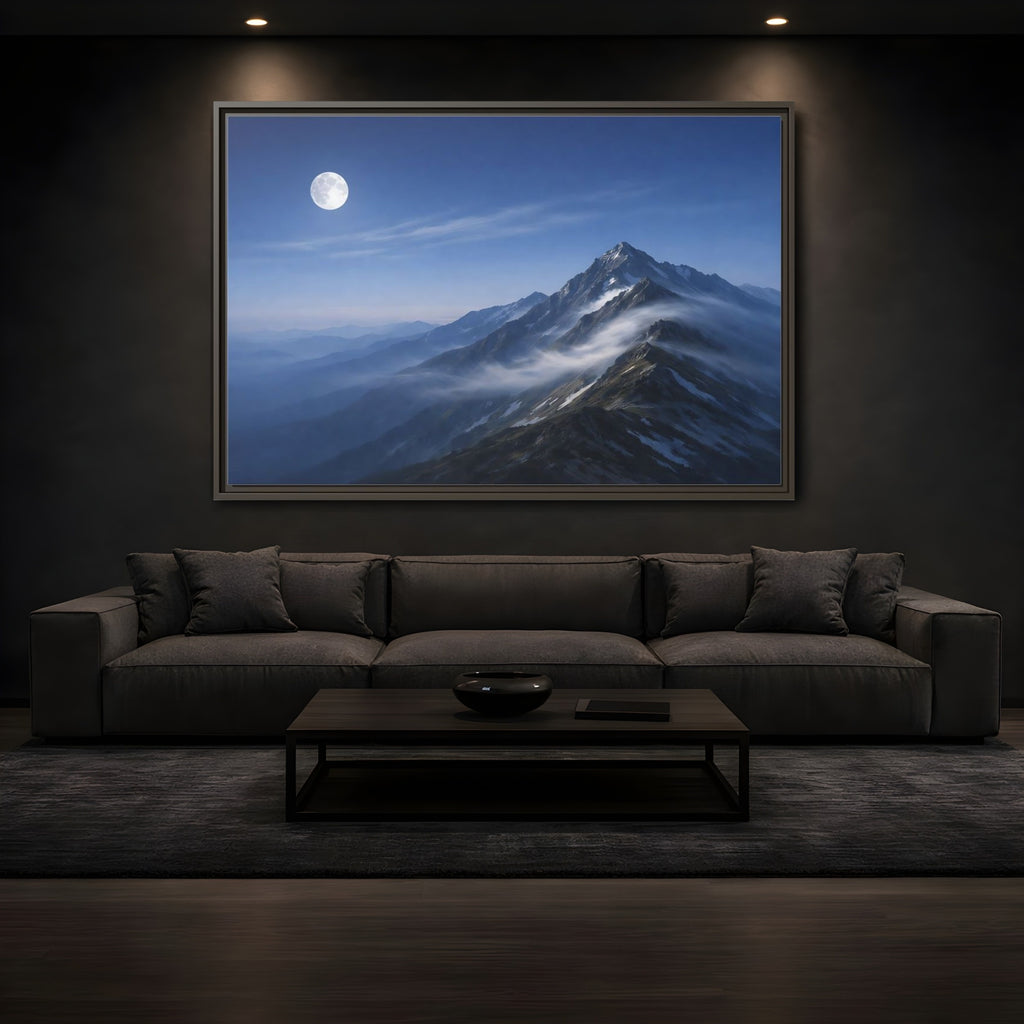 Mockup 3. Nature Mountains Blue Mountain shown as stretched canvas wall art
