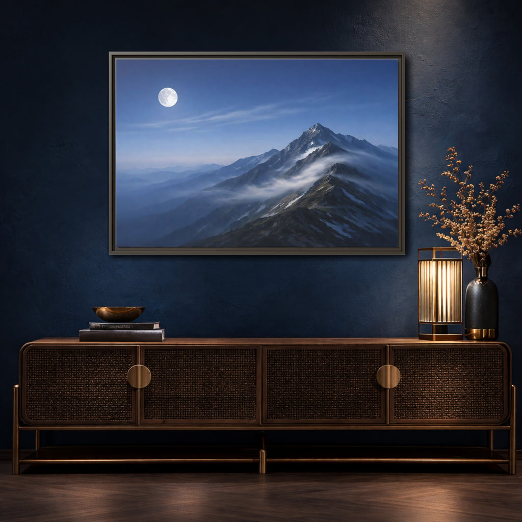 Mockup 4. Nature Mountains Blue Mountain shown as stretched canvas wall art