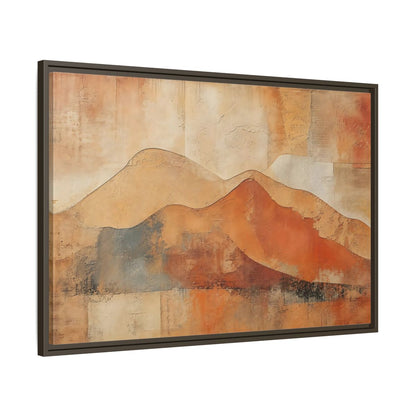 Main Mockup. Nature Mountains Brown And Orange shown as stretched canvas wall art