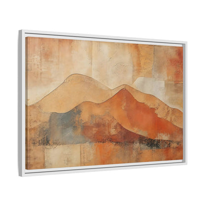 Side Mockup 10. Nature Mountains Brown And Orange shown as stretched canvas wall art