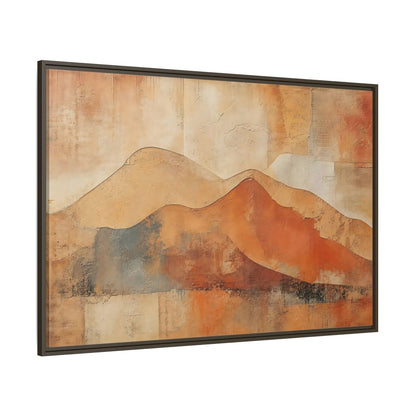 Side Mockup 8. Nature Mountains Brown And Orange shown as stretched canvas wall art