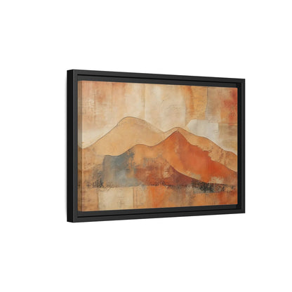 Side Mockup 6. Nature Mountains Brown And Orange shown as stretched canvas wall art