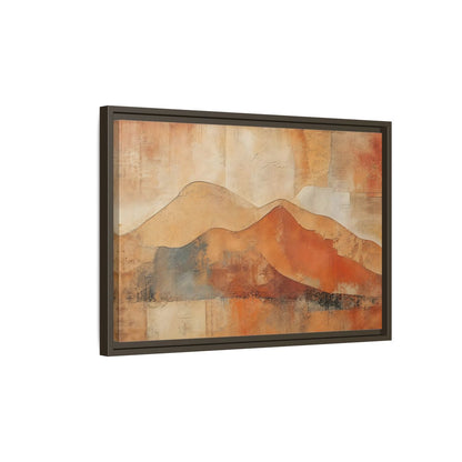 Side Mockup 2. Nature Mountains Brown And Orange shown as stretched canvas wall art