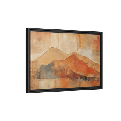 Side Mockup 3. Nature Mountains Brown And Orange shown as stretched canvas wall art