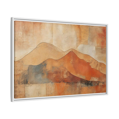 Side Mockup 9. Nature Mountains Brown And Orange shown as stretched canvas wall art