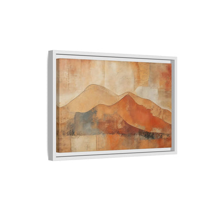 Side Mockup 4. Nature Mountains Brown And Orange shown as stretched canvas wall art