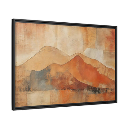 Side Mockup 13. Nature Mountains Brown And Orange shown as stretched canvas wall art