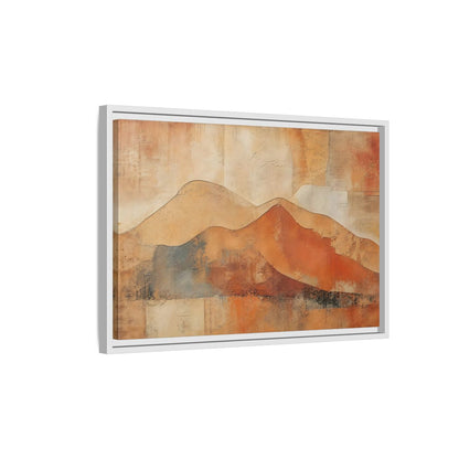 Side Mockup 1. Nature Mountains Brown And Orange shown as stretched canvas wall art