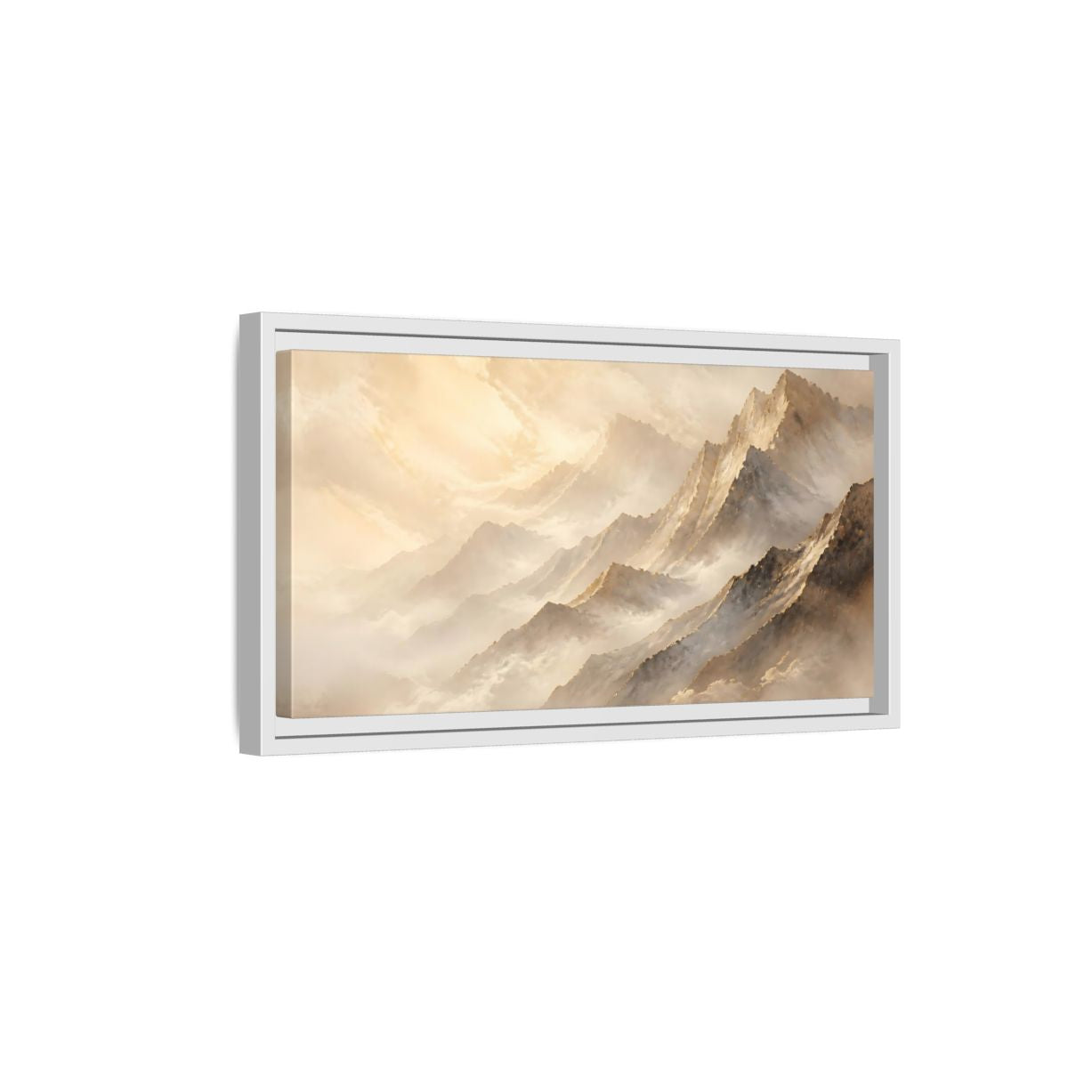 Side Mockup 6. Nature Mountains Golden Mountains shown as stretched canvas wall art