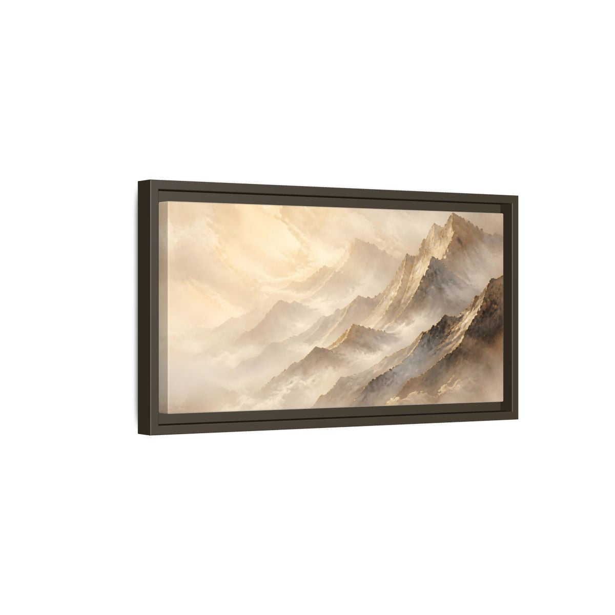 Side Mockup 7. Nature Mountains Golden Mountains shown as stretched canvas wall art