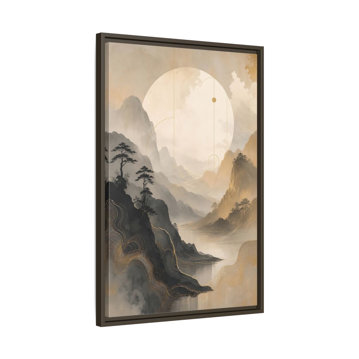 Side Mockup 11. Nature Mountains, Lake Zen Mountain Landscape shown as stretched canvas wall art