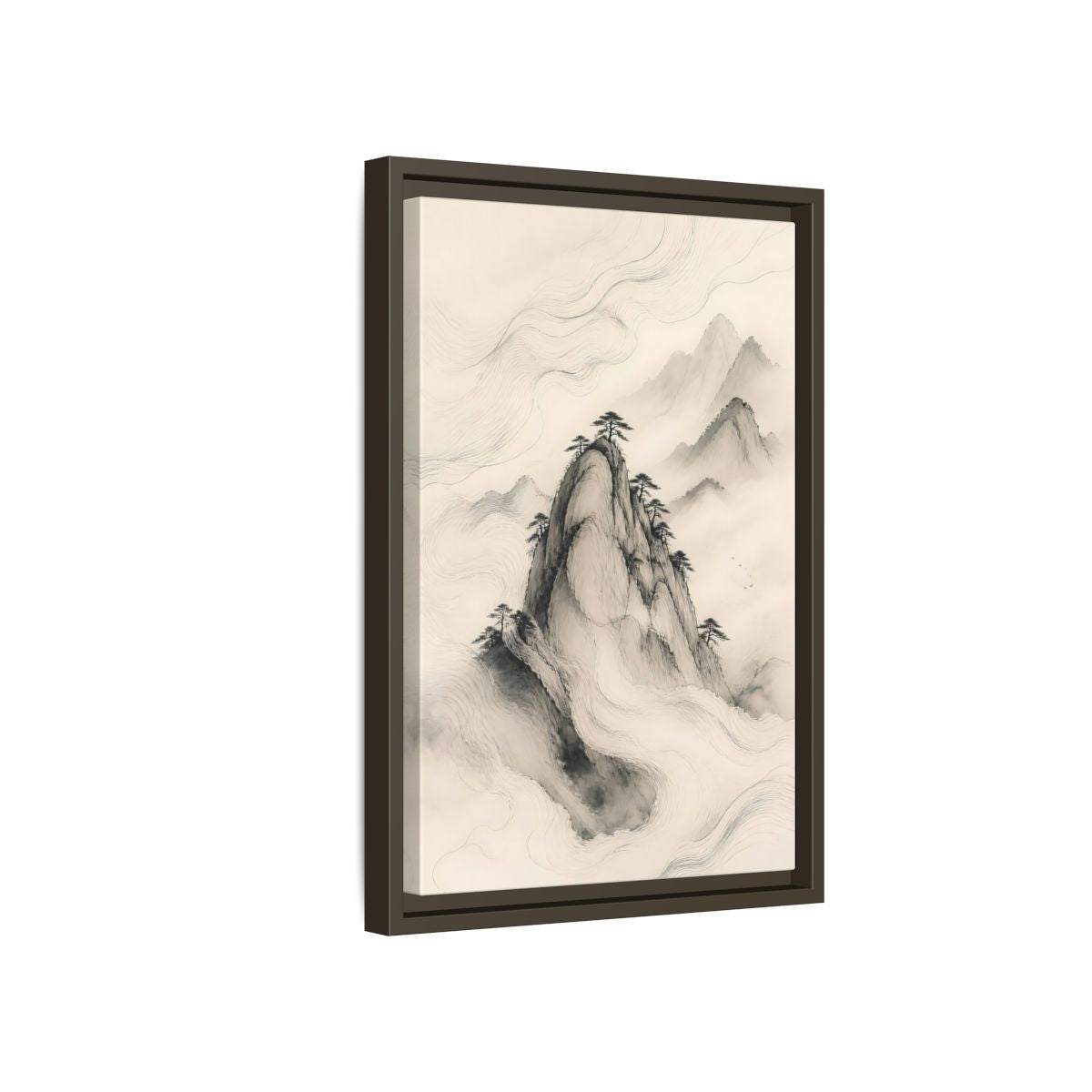 Side Mockup 5. Nature Mountains Monochrome Mountains shown as stretched canvas wall art