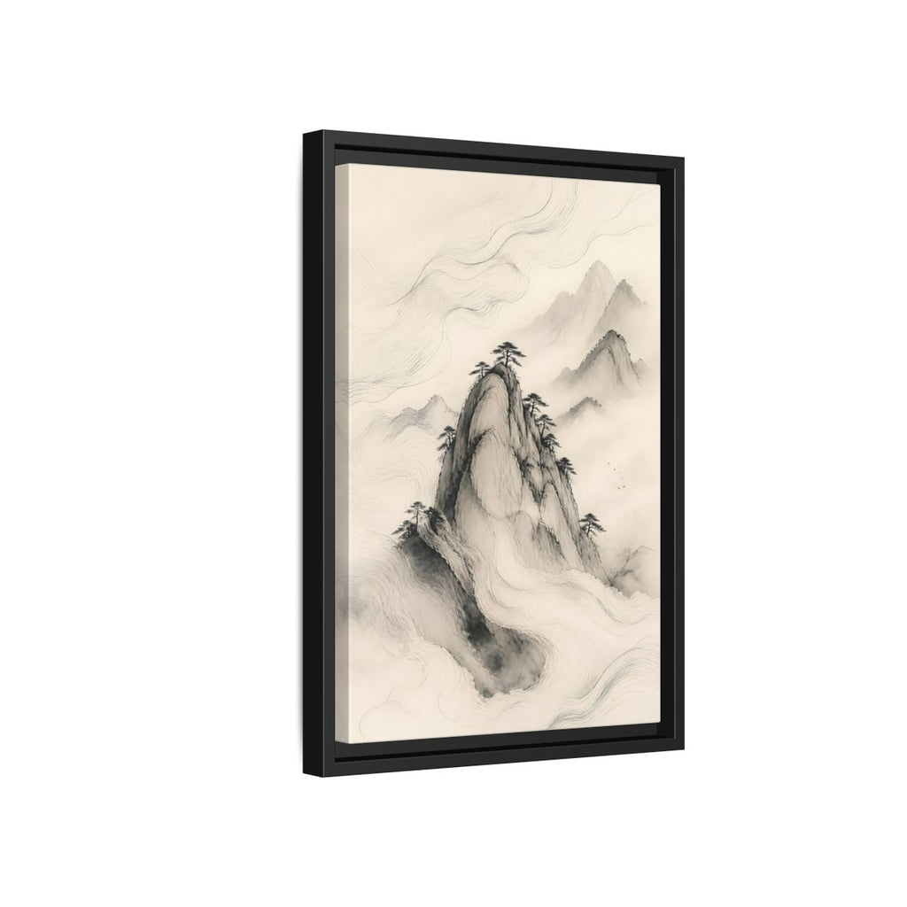 Side Mockup 6. Nature Mountains Monochrome Mountains shown as stretched canvas wall art