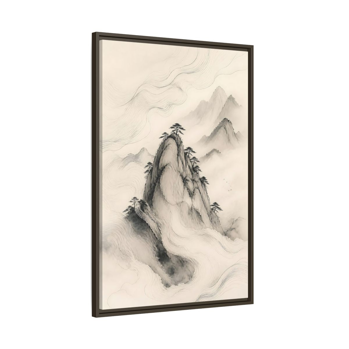 Main Mockup. Nature Mountains Monochrome Mountains shown as stretched canvas wall art