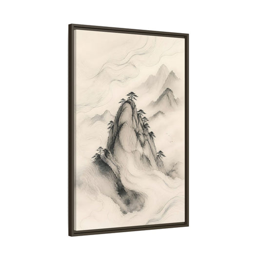 Main Mockup. Nature Mountains Monochrome Mountains shown as stretched canvas wall art