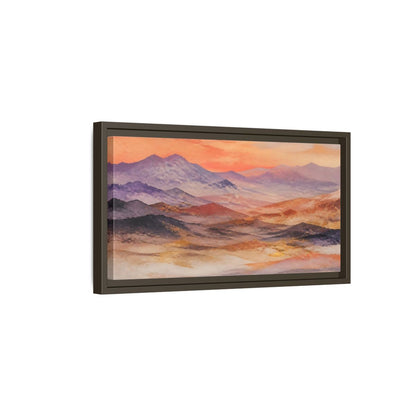 Side Mockup 7. Nature Mountains Orange Purple Gold shown as stretched canvas wall art