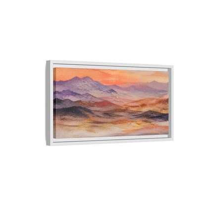Side Mockup 6. Nature Mountains Orange Purple Gold shown as stretched canvas wall art