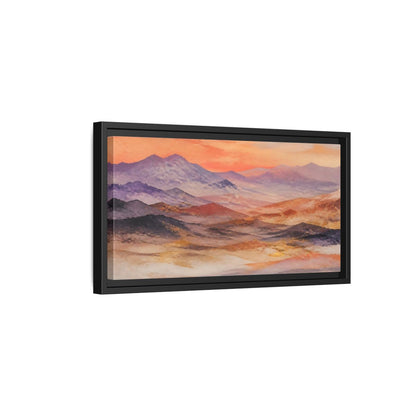 Side Mockup 8. Nature Mountains Orange Purple Gold shown as stretched canvas wall art