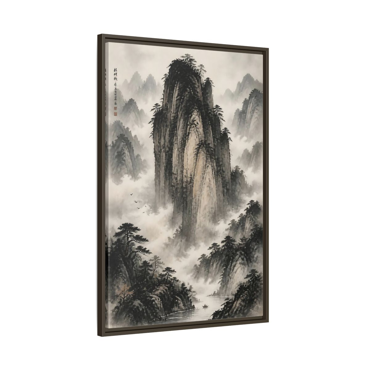 Main Mockup. Nature Mountainscape Black White Mountains shown as stretched canvas wall art