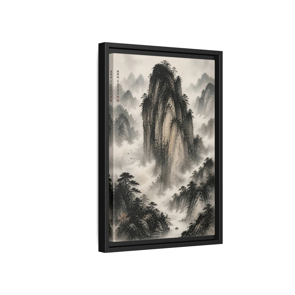 Side Mockup 6. Nature Mountainscape Black White Mountains shown as stretched canvas wall art